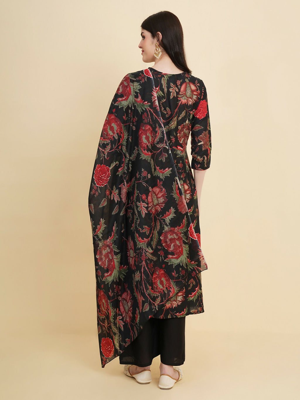 Designer Stylish black Cotton Stitched Suit With Dupatta - Tanisha