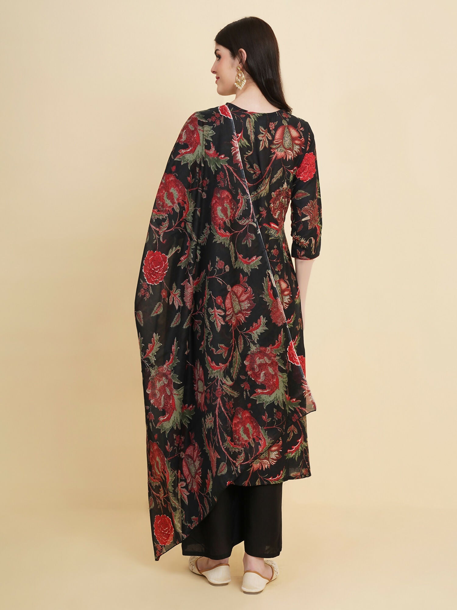 Designer Stylish black Cotton Stitched Suit With Dupatta - Tanisha
