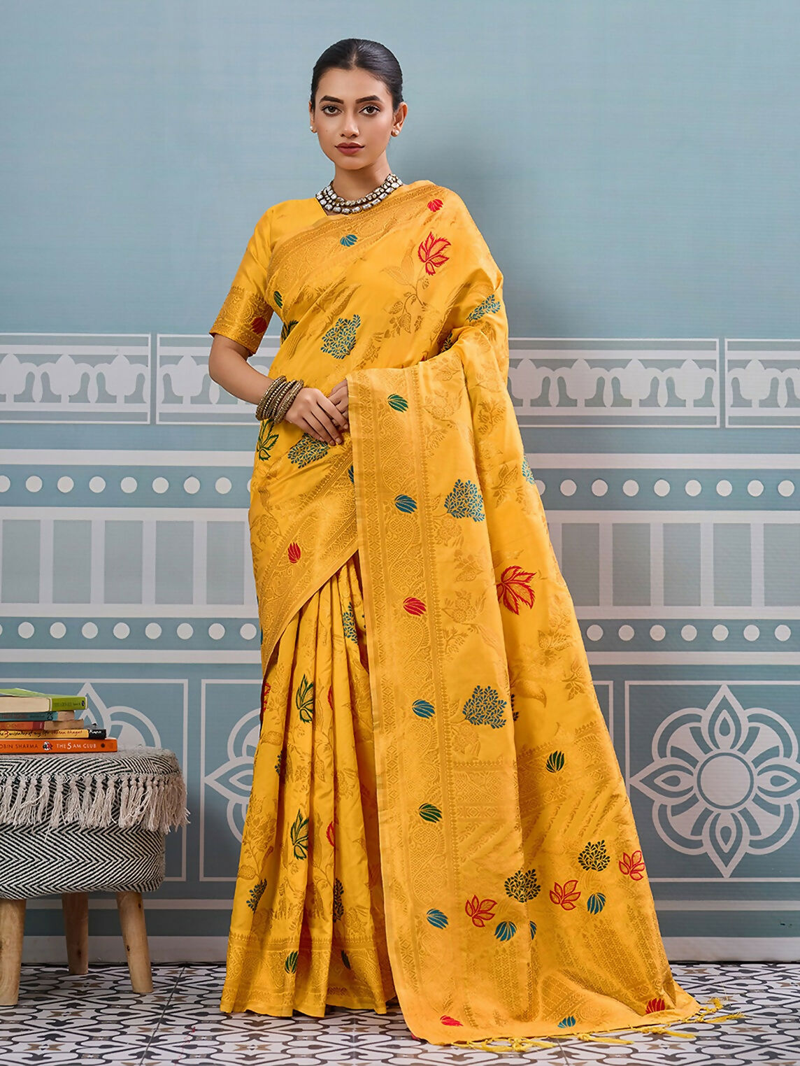 Shree Shyam Fashion Yellow Silk Saree