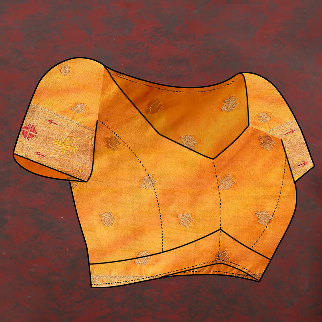 Lorenvalley Fashion Orange Soft Paithani Silk Woven Design Gold Zari Meenakari Weaving Saree