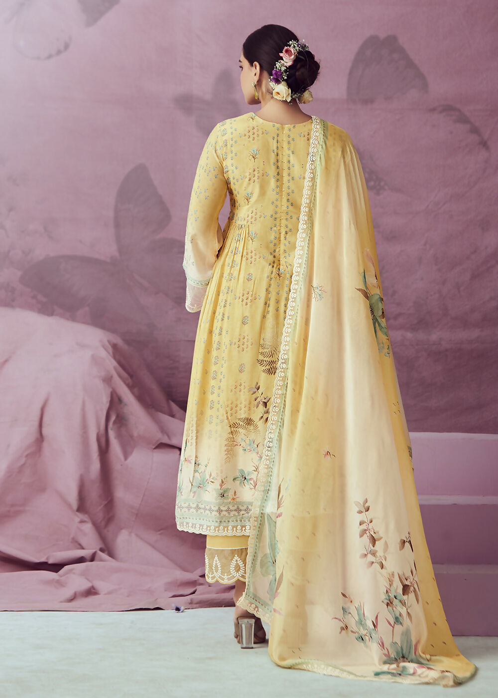 Yellow Muslin Cotton Printed Trendy Salwar Kurta Set - Emponline