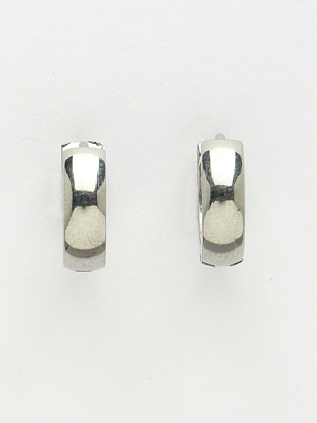 NVR Men's Silver-Plated Stainless Steel Hoop Earrings