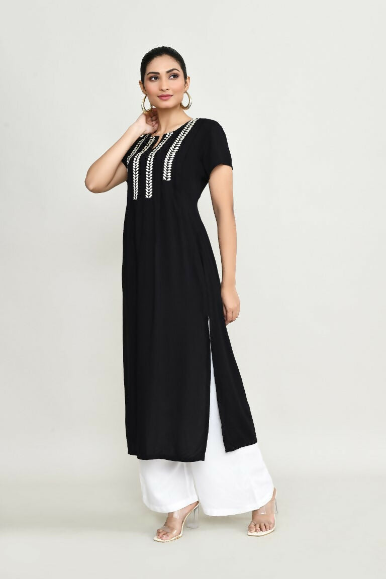 Joban Fashion Black Rayon Kurta Set