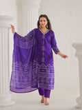 Festive Ethnic French Crepe Blue Stitched Suit With Dupatta - Rashmika