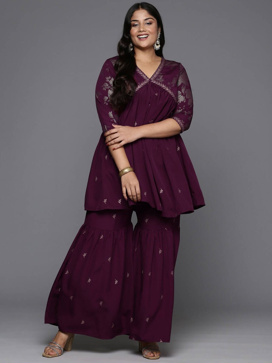 Ahalyaa Women's Traditional Wear Co-ords - Burgundy