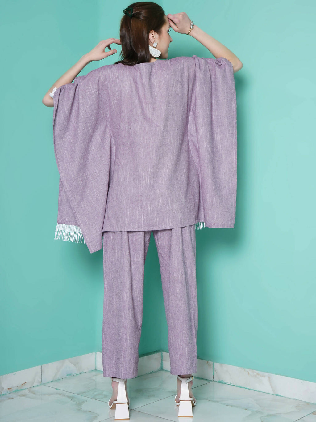 Women Republic Purple Cotton Kafttan With Palazzo