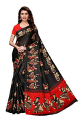 Vamika Black Kalamkari With Jhalar Khadi Latest Silk Saree