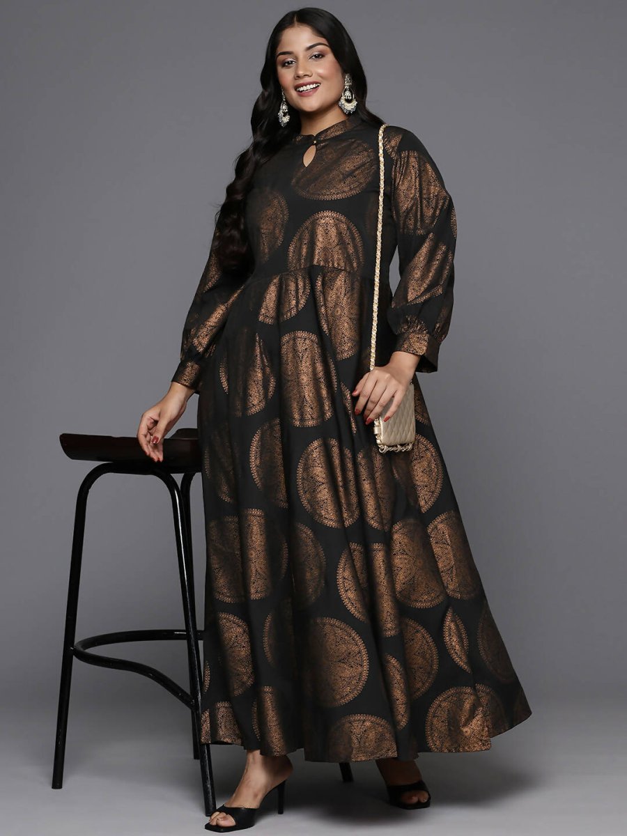 Ahalyaa Women's Traditional wear Ethnic Dress - Black