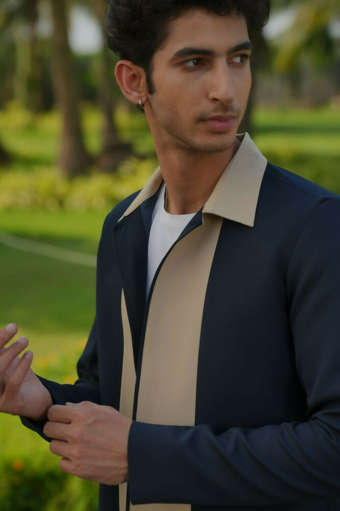Duo Draft Navy Blue Shacket by Hilo Design