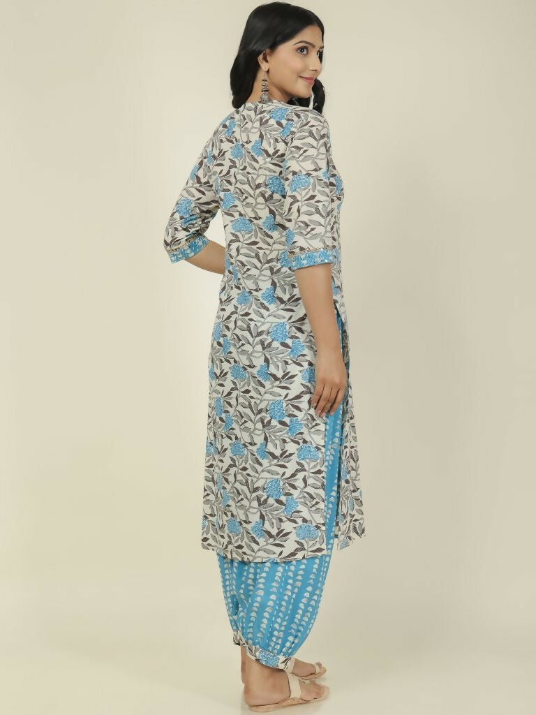 Aramya Straight Soft Cotton Floral Print Women's Kurta - Off White