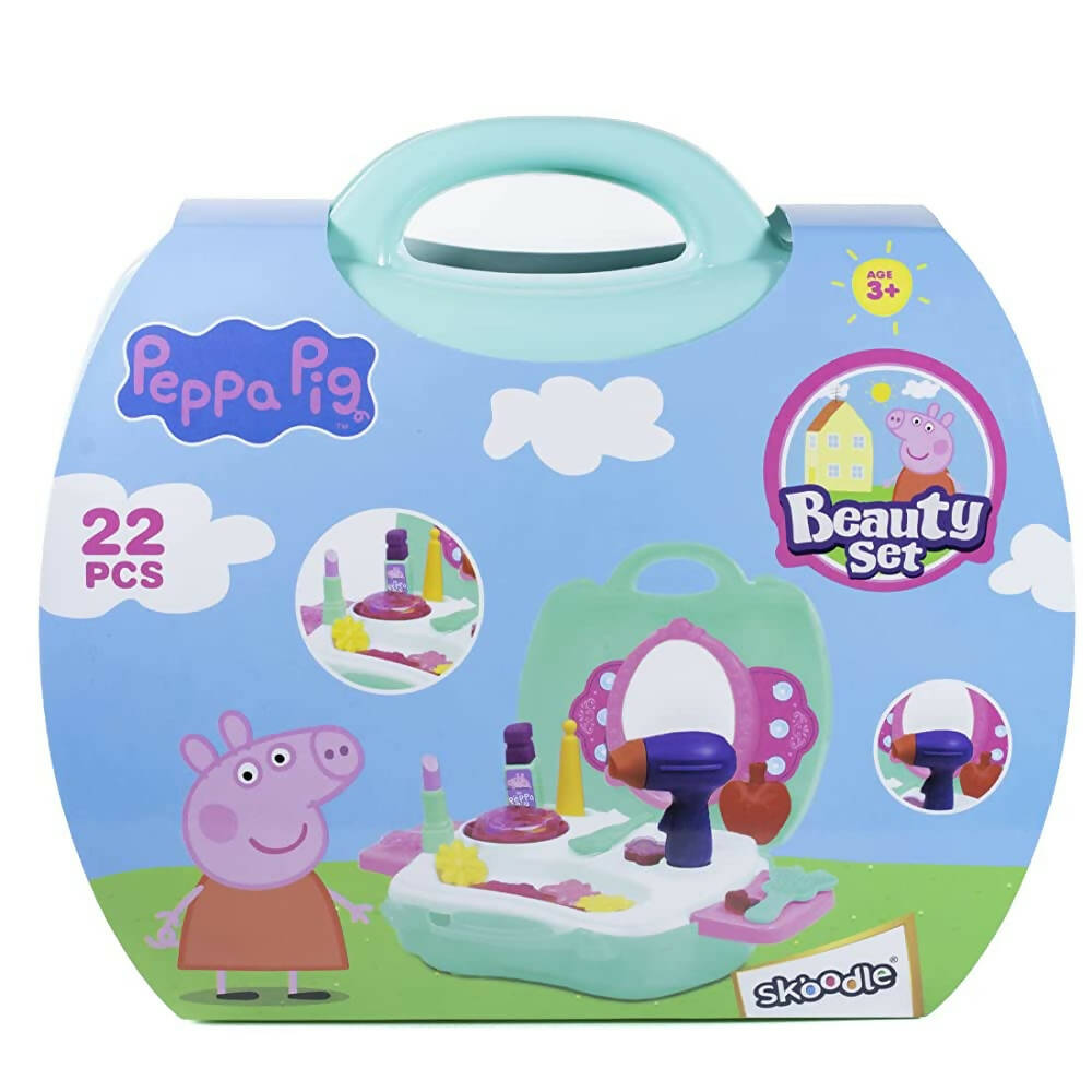 Skoodle Multicolor 22 Pieces Peppa Pig Beauty Set Toy with Beauty Suitcase for Kids Girls Age 3+