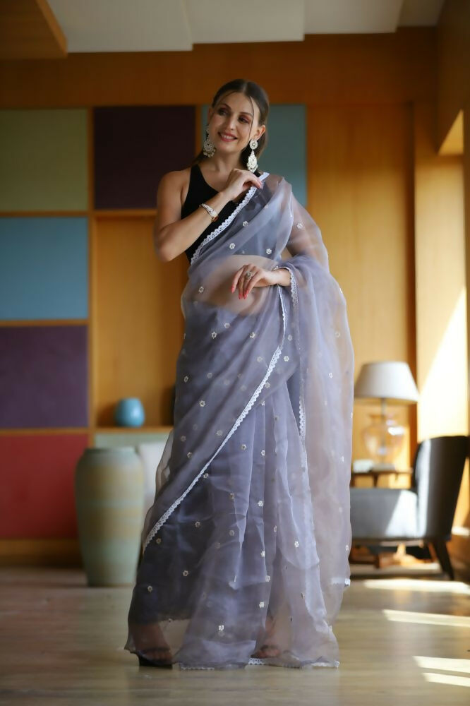 Vamsee Manbhari Purple Organza Saree