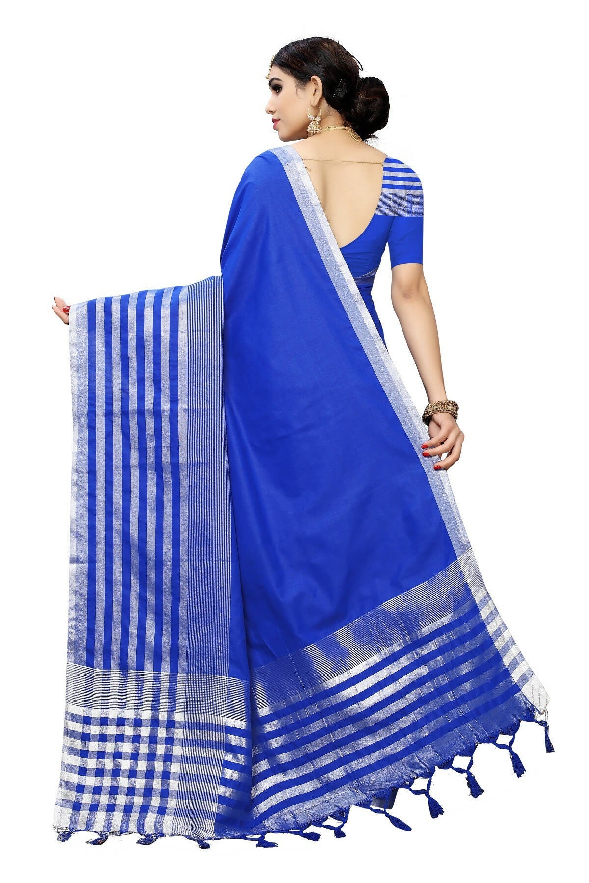 Vamika Blue Cotton Silk Weaving Saree (Twitter Royal Blue)