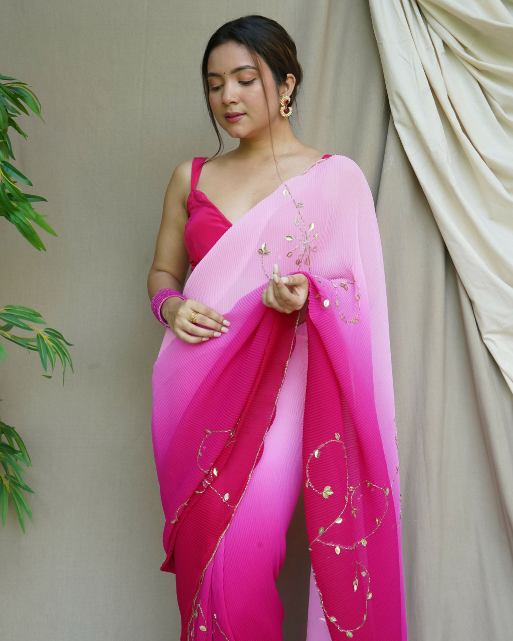 Vamsee Antara Pink Georgette Saree