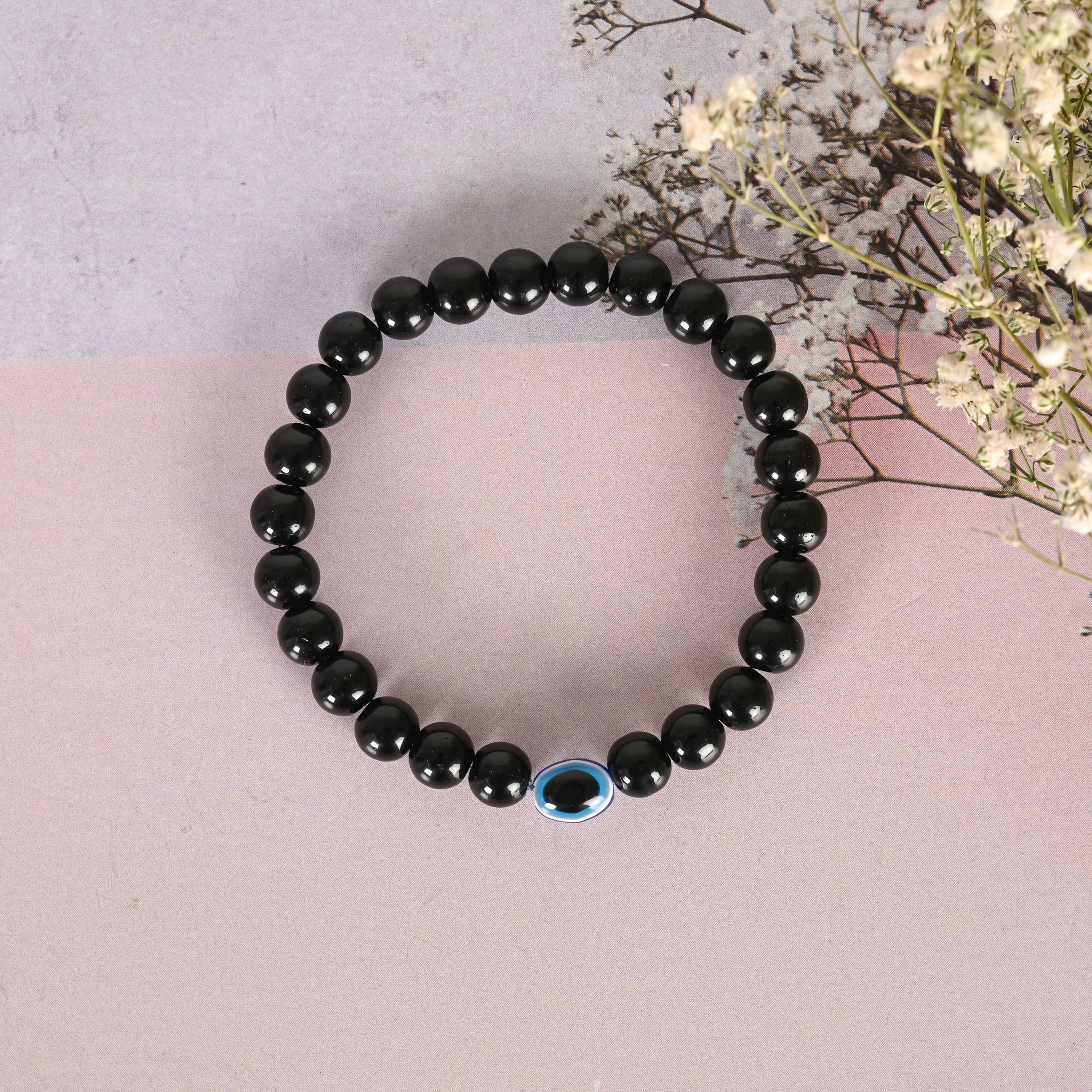 NVR Men & Women Marble Crystal Beaded Elasticated Bracelet
