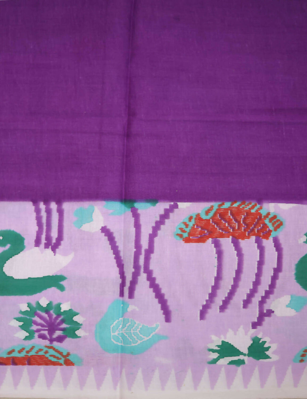 Shades Of Lavender And Purple Pure Munga Cotton Block Print Saree By Gayathri Reddy Designer Studio