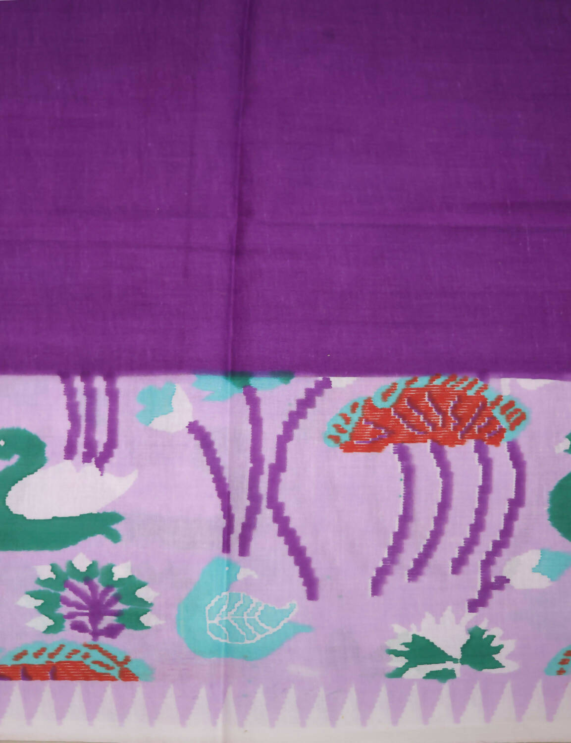 Shades Of Lavender And Purple Pure Munga Cotton Block Print Saree By Gayathri Reddy Designer Studio