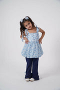 LH Luxury Fashion Ana Shoulder Tie-Up Balloon Top & Flared Trouser Set