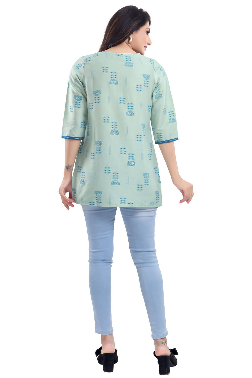 Snehal Creations Luxurious Fine Pista Cotton Silk Short Tunic