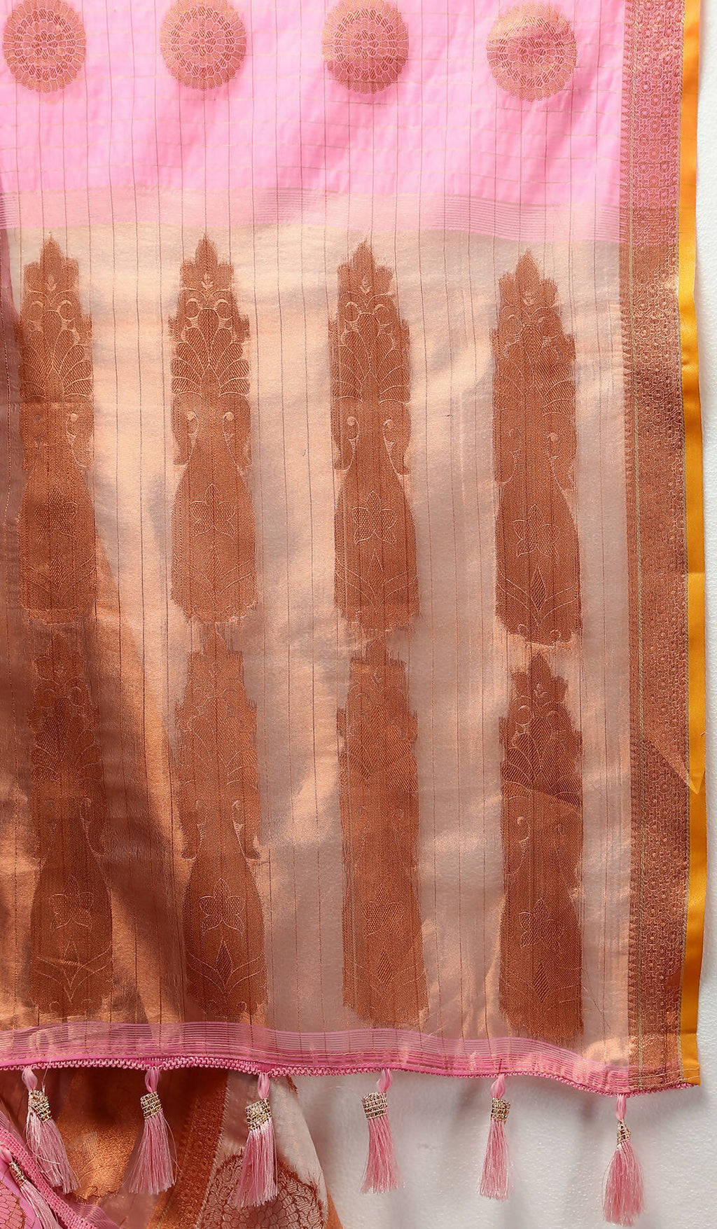 Lorenvalley Fashion Pink Cotton with Woven Design Zari Weaving Saree