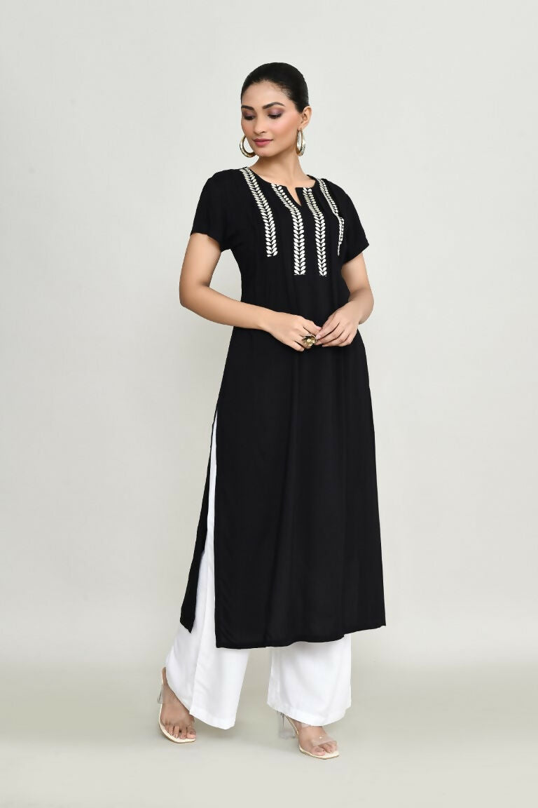 Joban Fashion Black Rayon Kurta Set