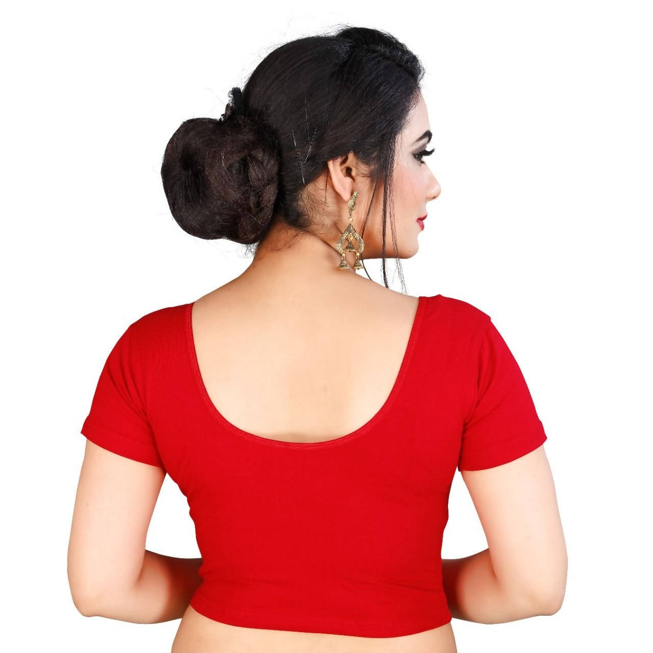 Vamika Red Lycra Plain Blouse