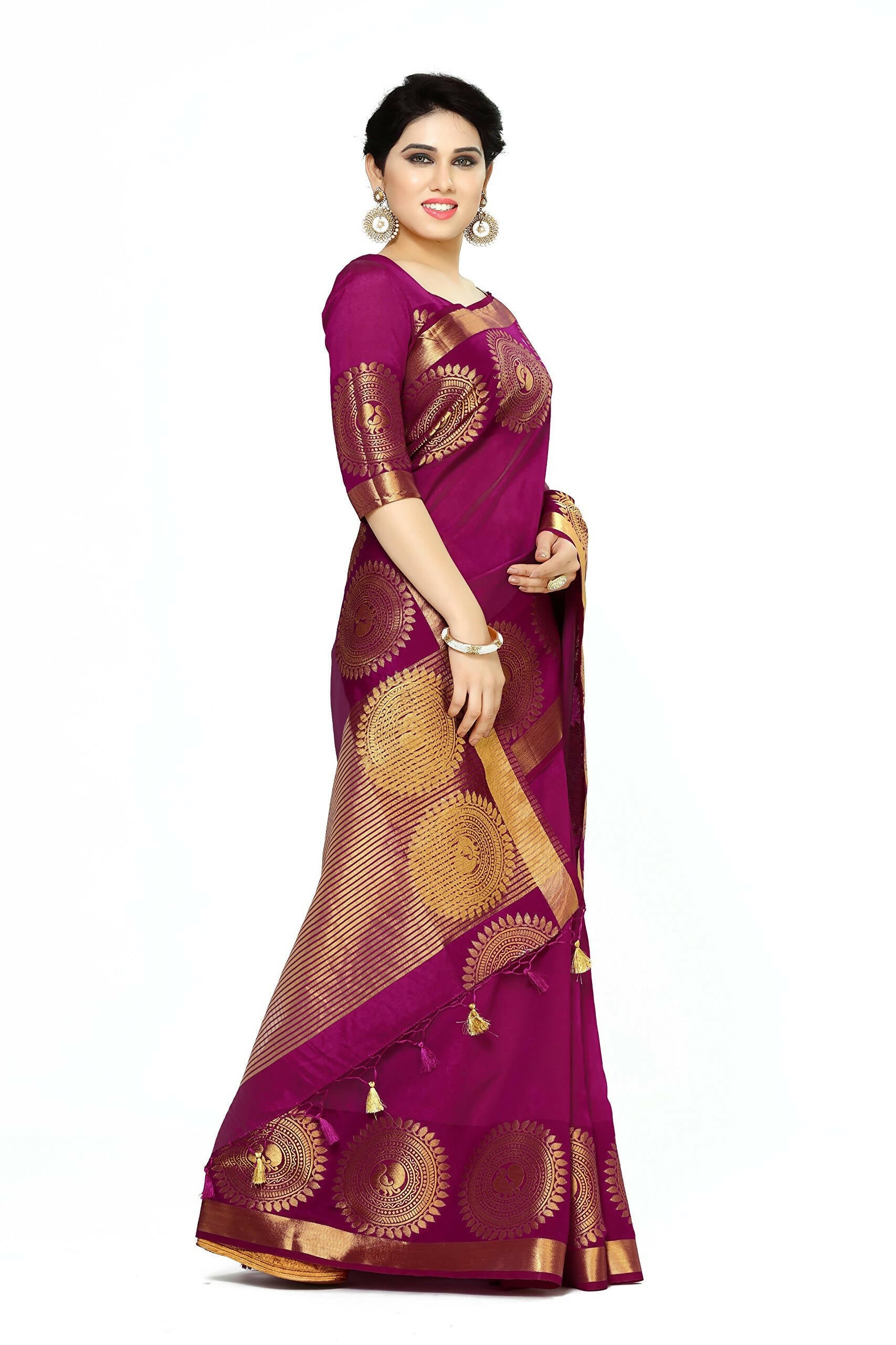Mimosa Women's Purple Tussar Silk Banarasi Saree