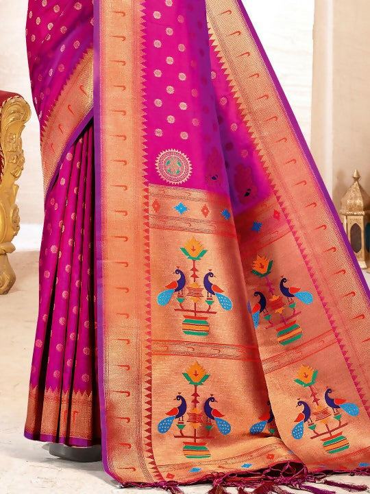 Shree Shyam Fashion Paithani Silk Purple Saree