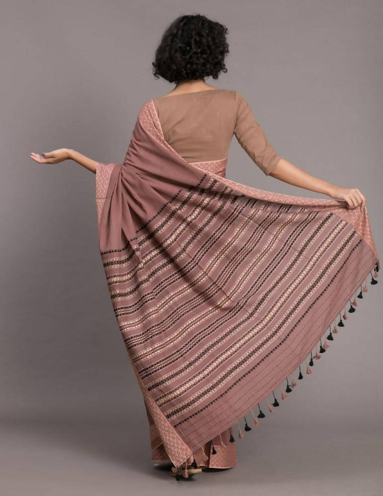 Suta Brown Handloom Pure Cotton Saree