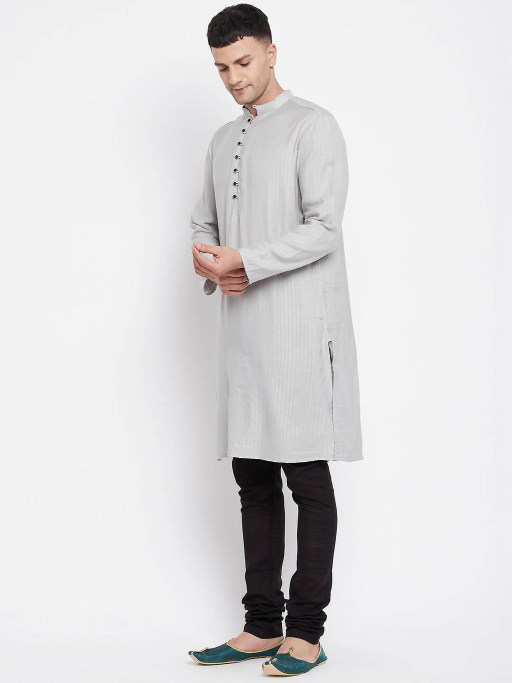 Even Apparels Beige Rayon Men's Kurta With Band Collar