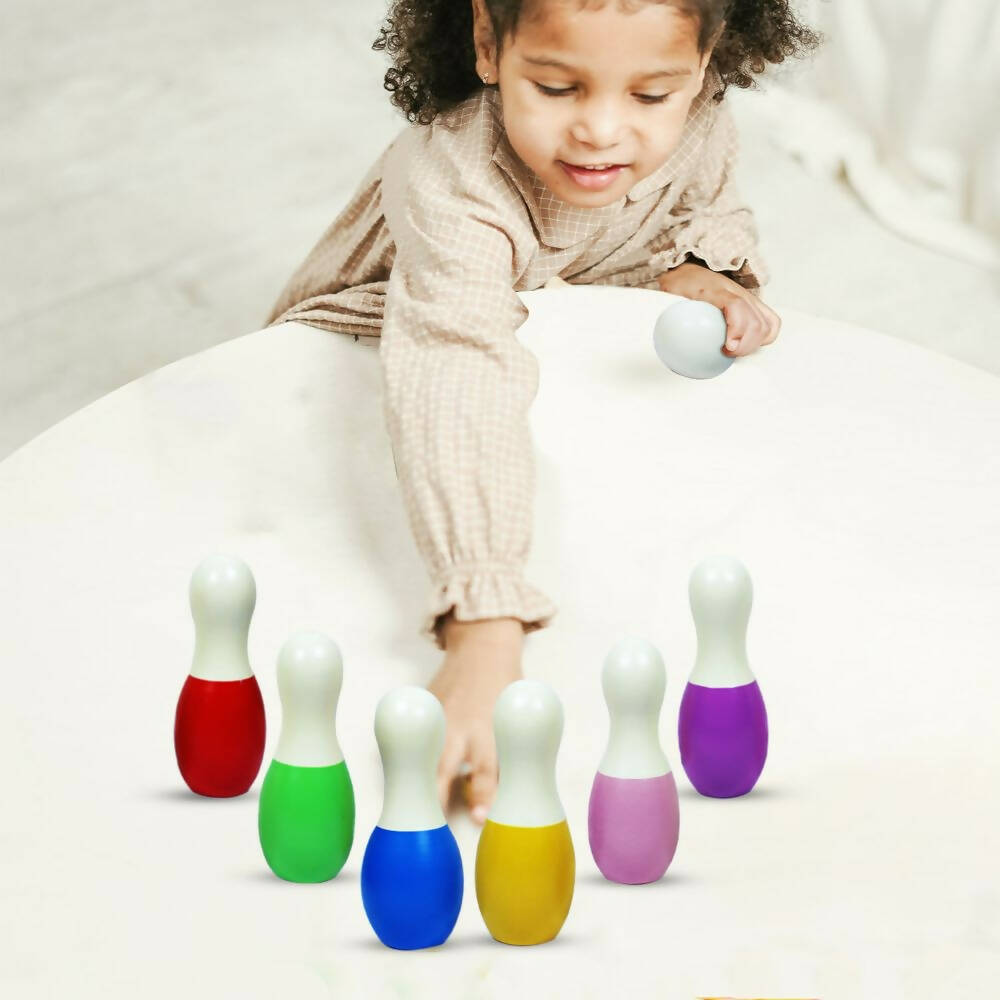 Matoyi Rainbow Colored Bowling Pin And Stacker Combo