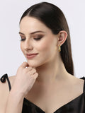 NVR Women Gold-Polished Alloy Circular-Shaped Half Hoop Earrings