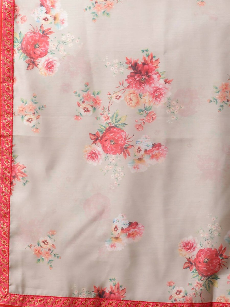 Ahalyaa Womens Chiku Chanderi Printed Kurta Palazzo Set