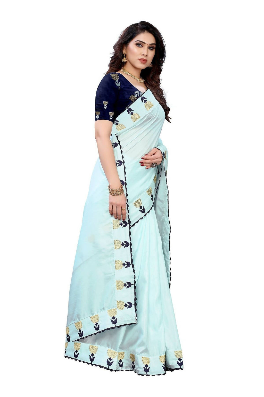 Vamika Sky Blue Dola Silk Embroidery Saree (GITIKA SKY BLUE)