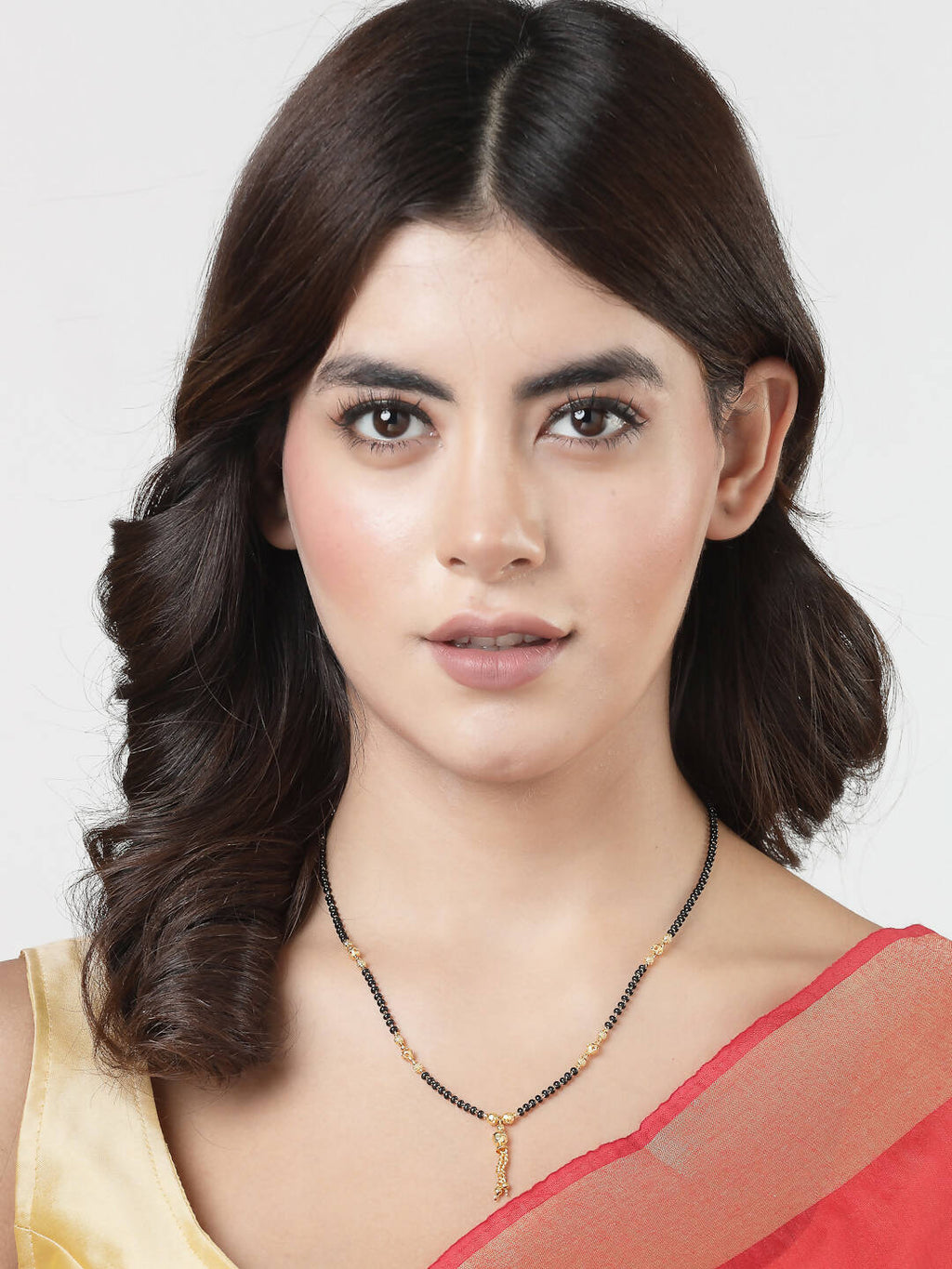 NVR Women Ethnic Gold-Polished Beaded Mangalsutra