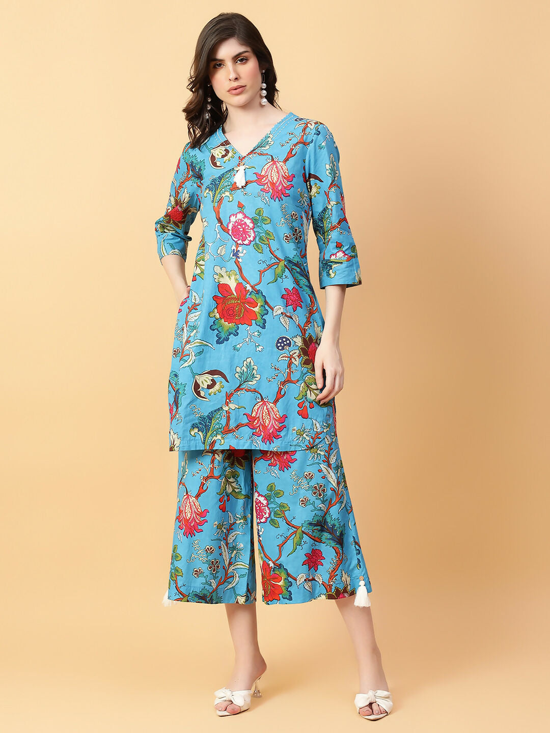 Joban Fashion Black Cotton Printed & Hand Work Co-ord Set