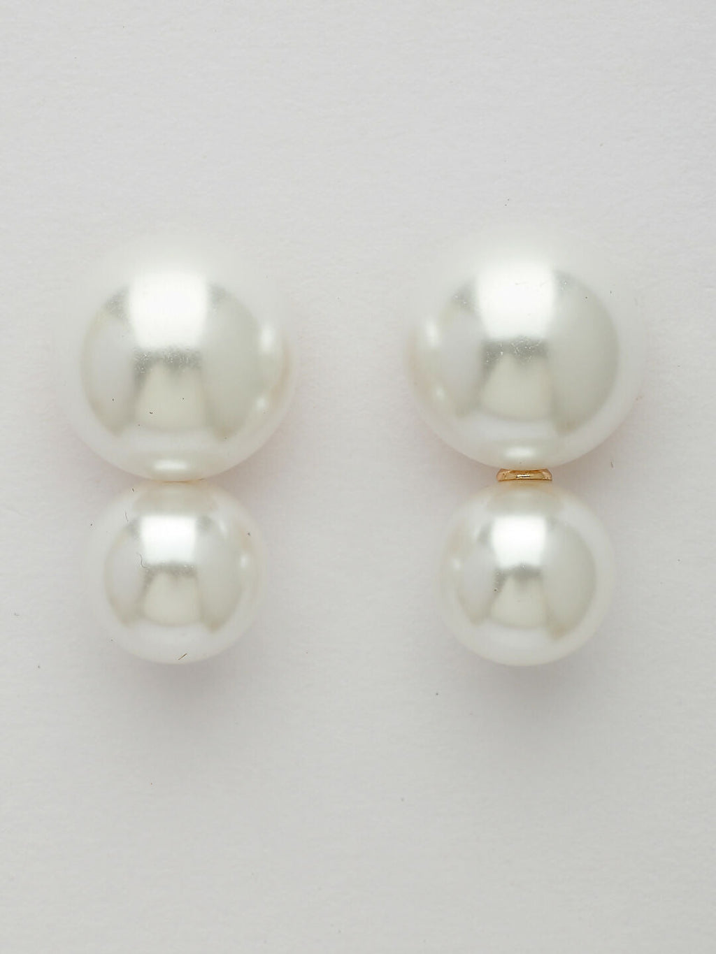 NVR Women's White Pearl Gold-Polished Circular Drop Earring