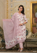 Partywear Designer Lavender Cotton Stitched Suit With Dupatta - Tanisha