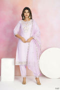 Ethnic Festive Wear Chanderi Pink Stitched Suit With Dupatta - Tanisha
