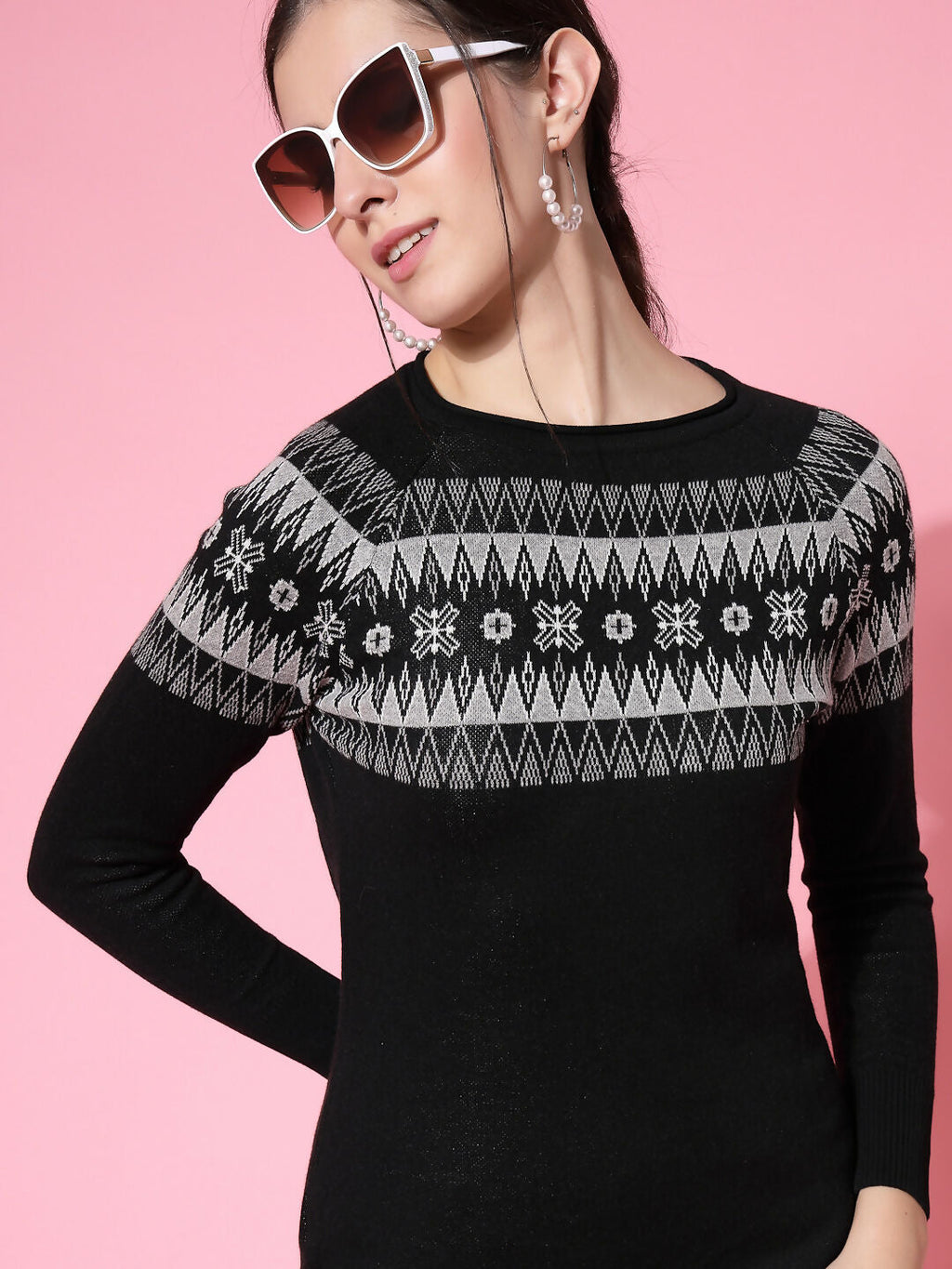 Women Winter Black Cotton Dress - Wool Trees