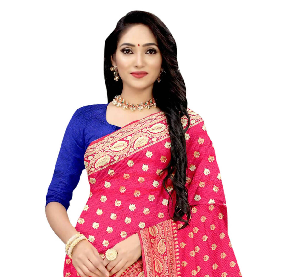 Vamika Pink Weaving Banarasi Jacquard Saree