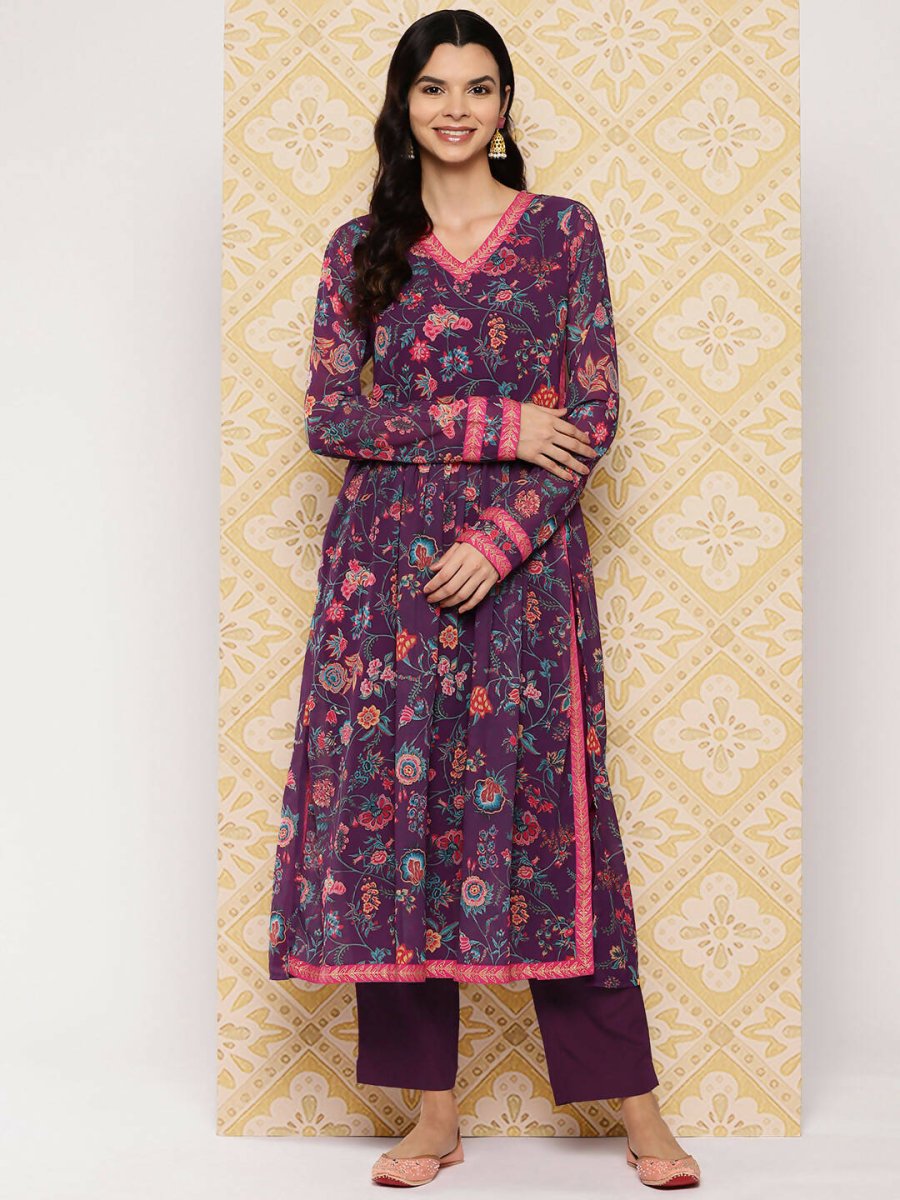 Ahalyaa Women's Traditional wear Kurta Set - Purple
