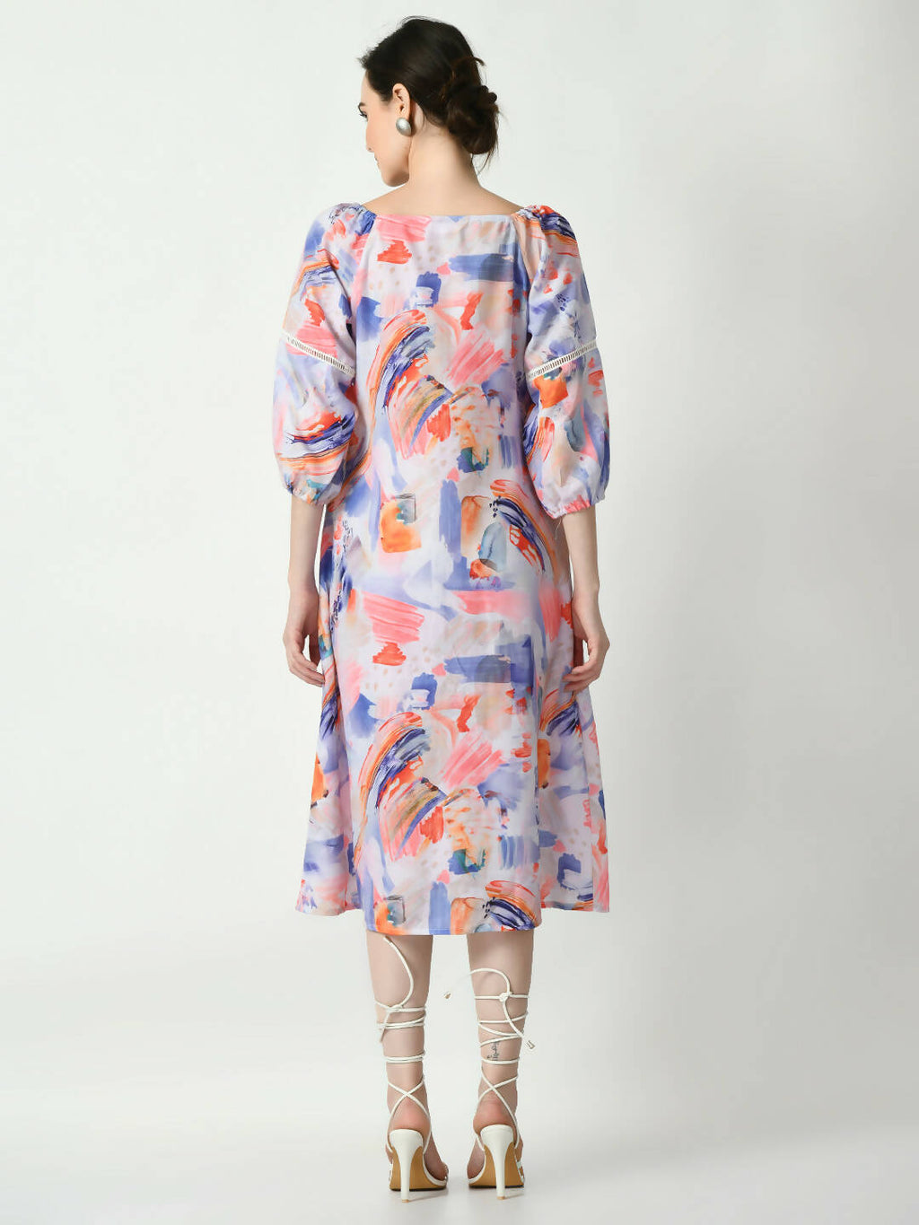 Myshka Women's Multi Abstract Printed A-Line Dress