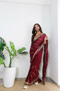 Vamsee Aaradhna Maroon Georgette Saree