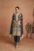 Festive Wear Ethnic Black Chinon Stitched Suit With Dupatta - Zeeya