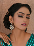 Dual Tone Kundan Flower Studs (silver) - Ruby Raang