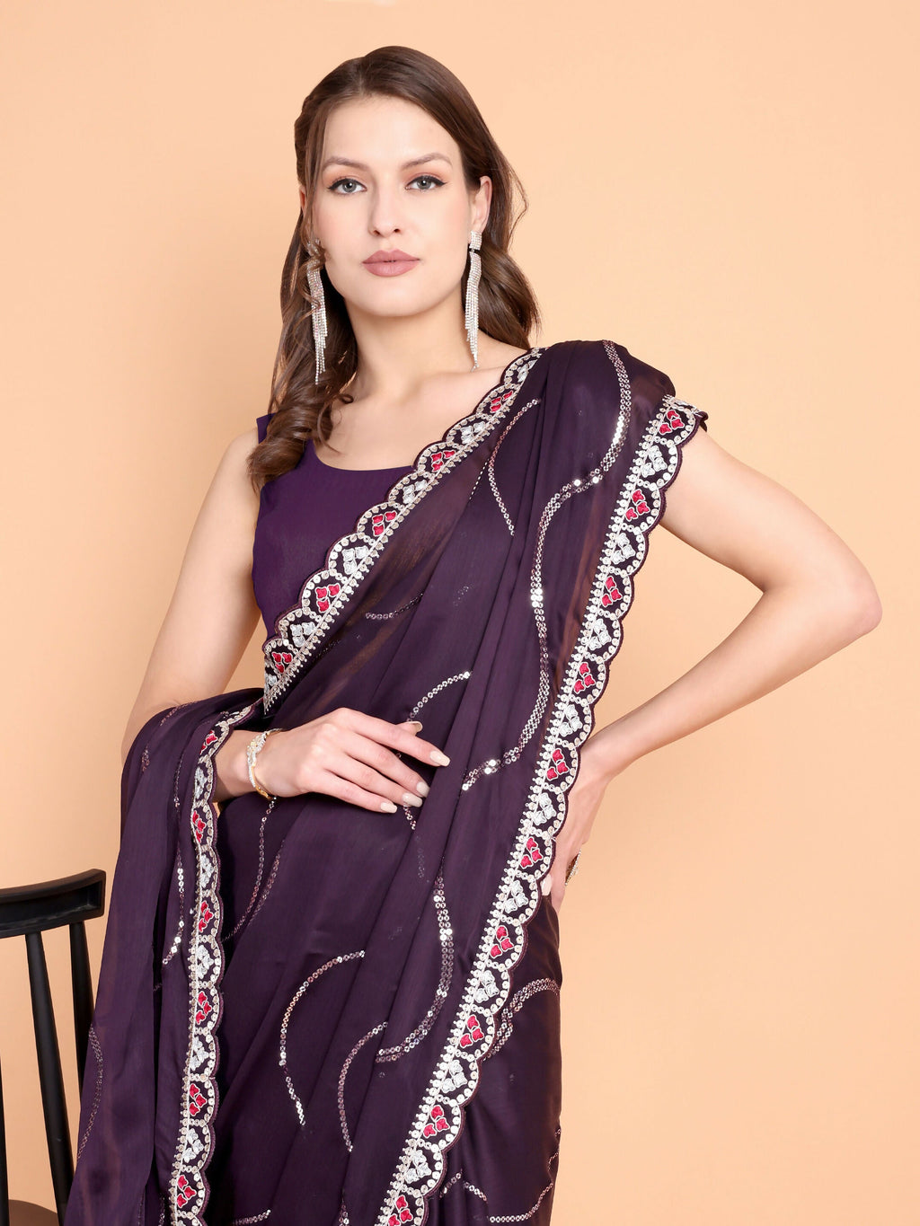 Vamsee Laxmibai Magenta Georgette Saree