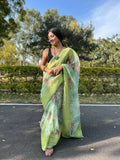 Vamsee Green Organza Saree