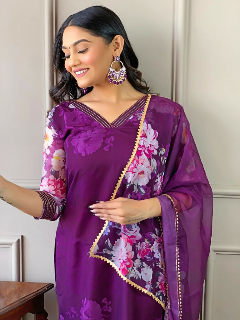 Partywear Designer Tebby Wine Stitched Suit With Dupatta - Tanisha