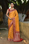 Joban Fashion Gold Crepe Chiffon Pure Handloom Banarasi Silk Saree